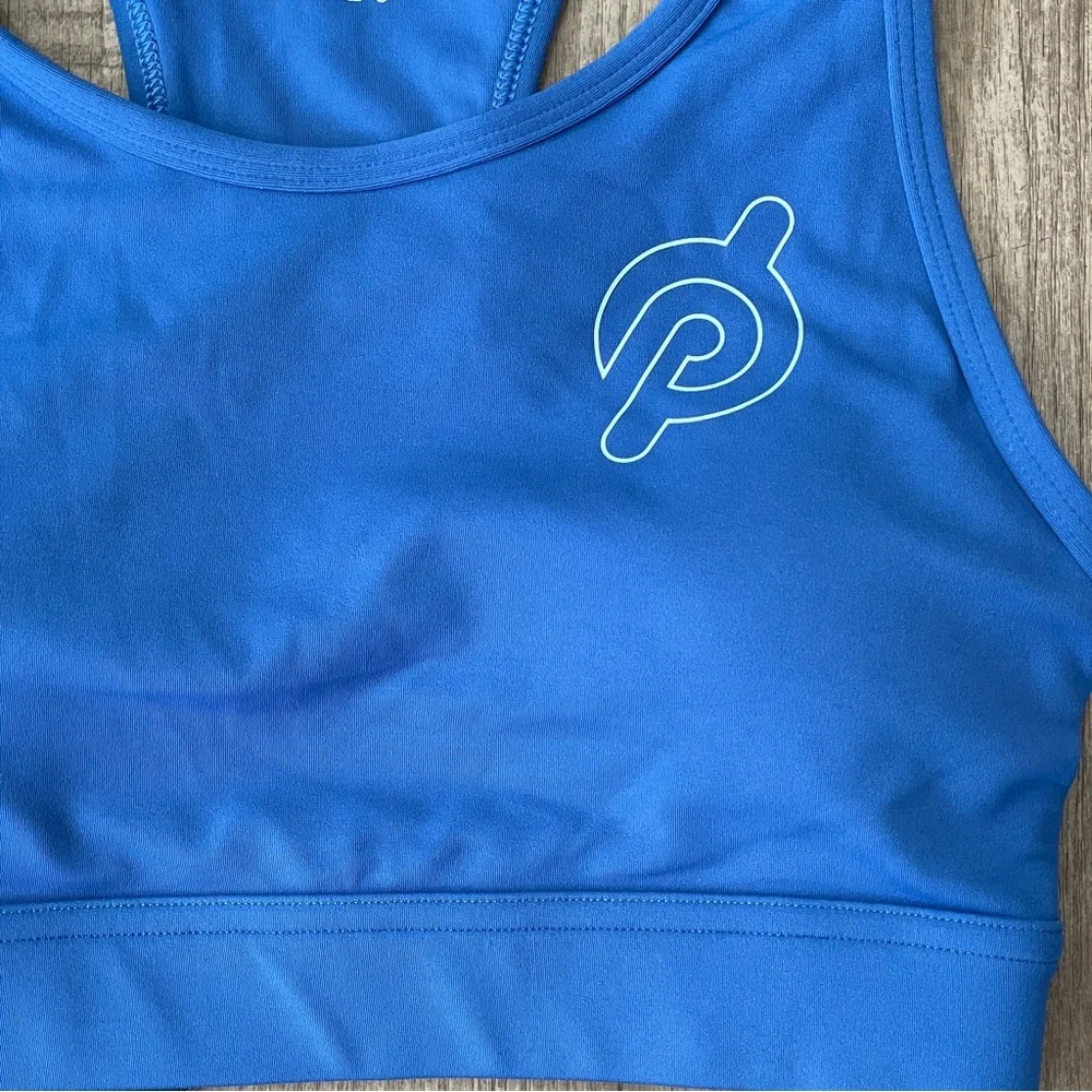 NEW Peloton Womens High Neck Racerback Sports Bra Blue Medium Support NWT Size S